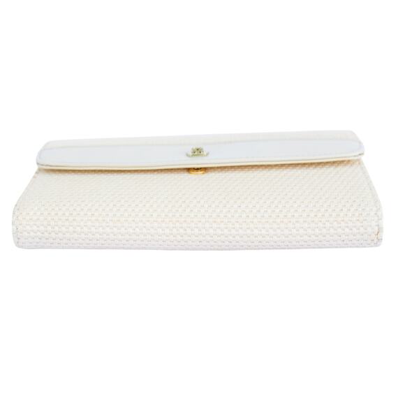 Vintage 1980's Extra Large ETIENNE AIGNER Cream Woven Wallet Clutch - Picture 4 of 8